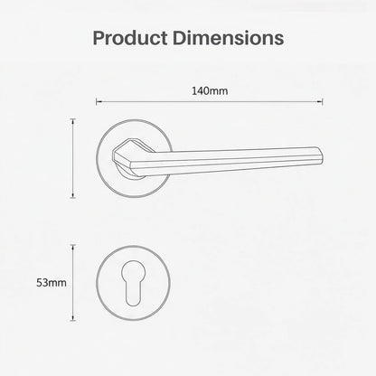 Luxury ribbed interior lever door handle dimensions and installation specifications