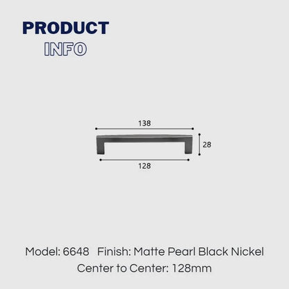 Matte Pearl Black Nickel 128mm kitchen cabinet handles size guide for minimalist kitchen cabinets
