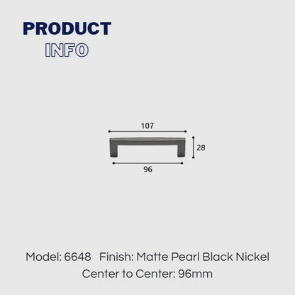 Matte Pearl Black Nickel 96mm kitchen cabinet handles dimensions for modern cabinet drawers