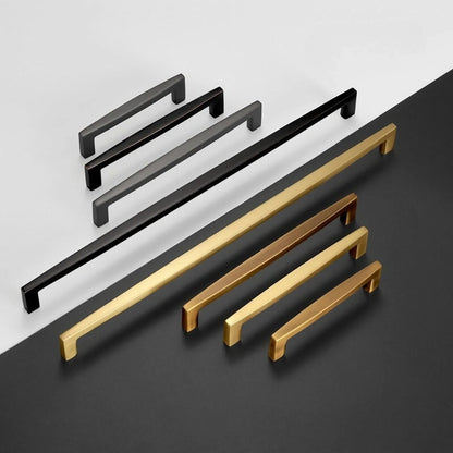 Minimalist kitchen cabinet handles available in Brushed Brass, Red Bronze, Brushed Gold and Matte Pearl Black Nickel finishes