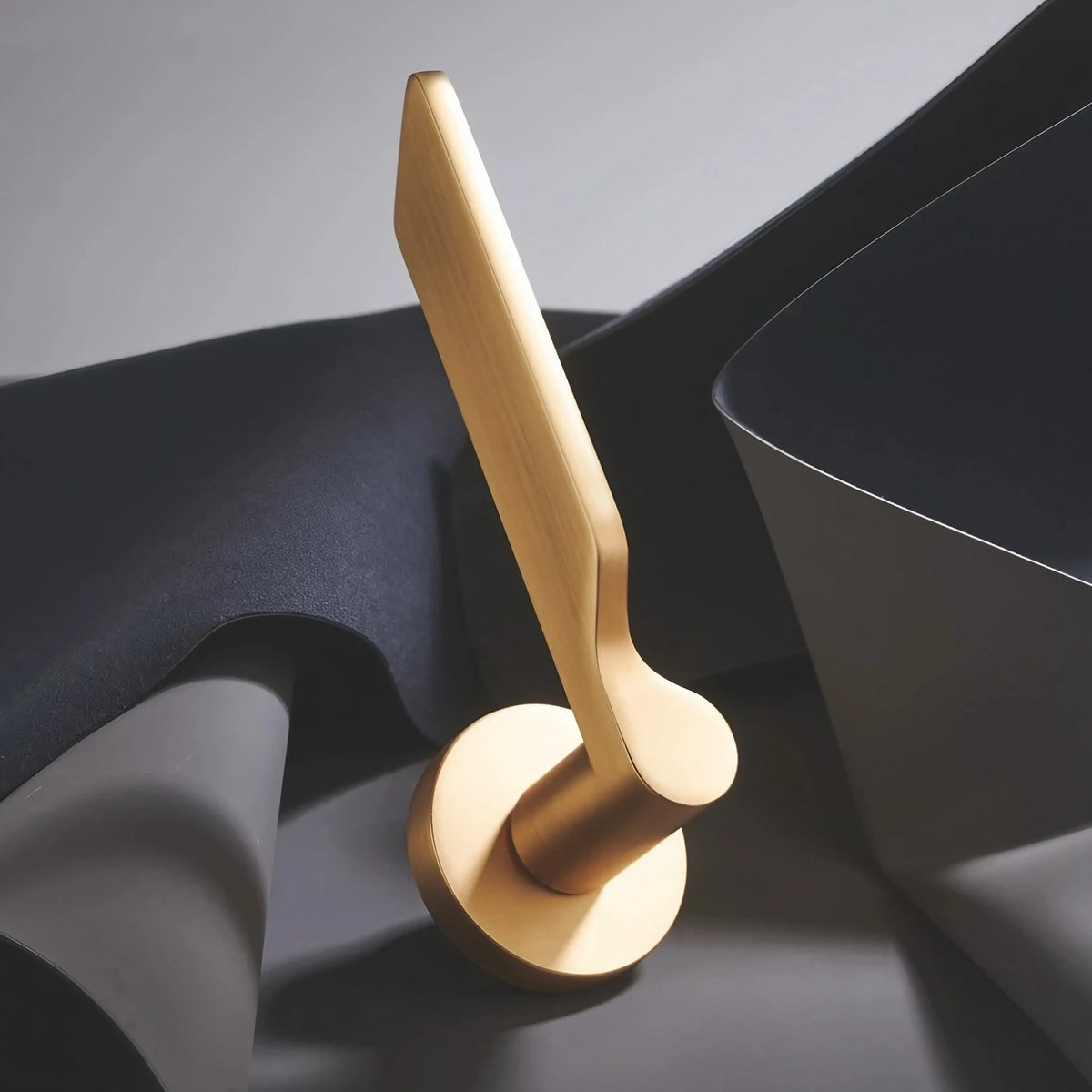 Modern minimalist interior door handle with key lock and round rosette