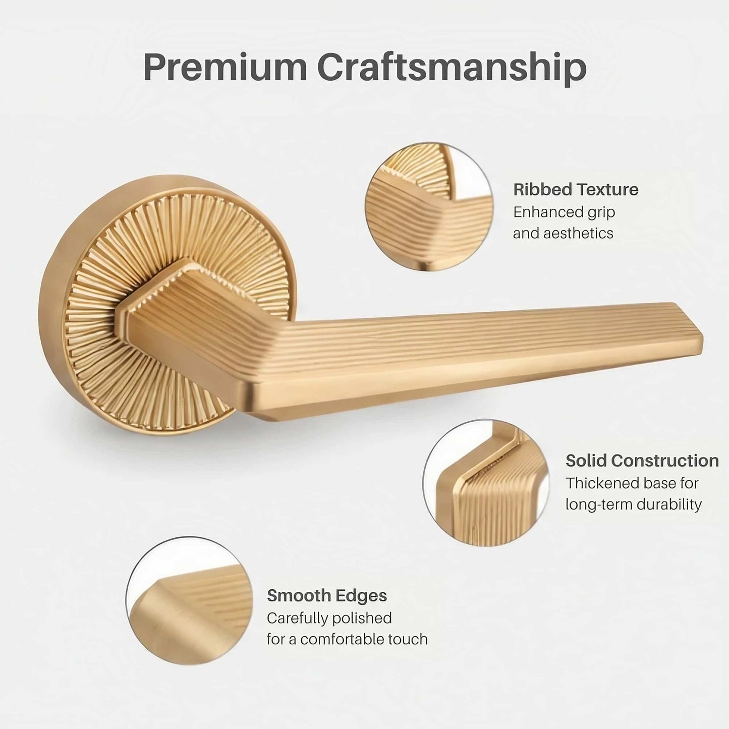Premium craftsmanship of luxury interior lever door handle featuring precision machined zinc alloy construction