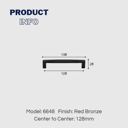 Red Bronze 128mm kitchen cabinet handles size guide for drawers and furniture cabinets