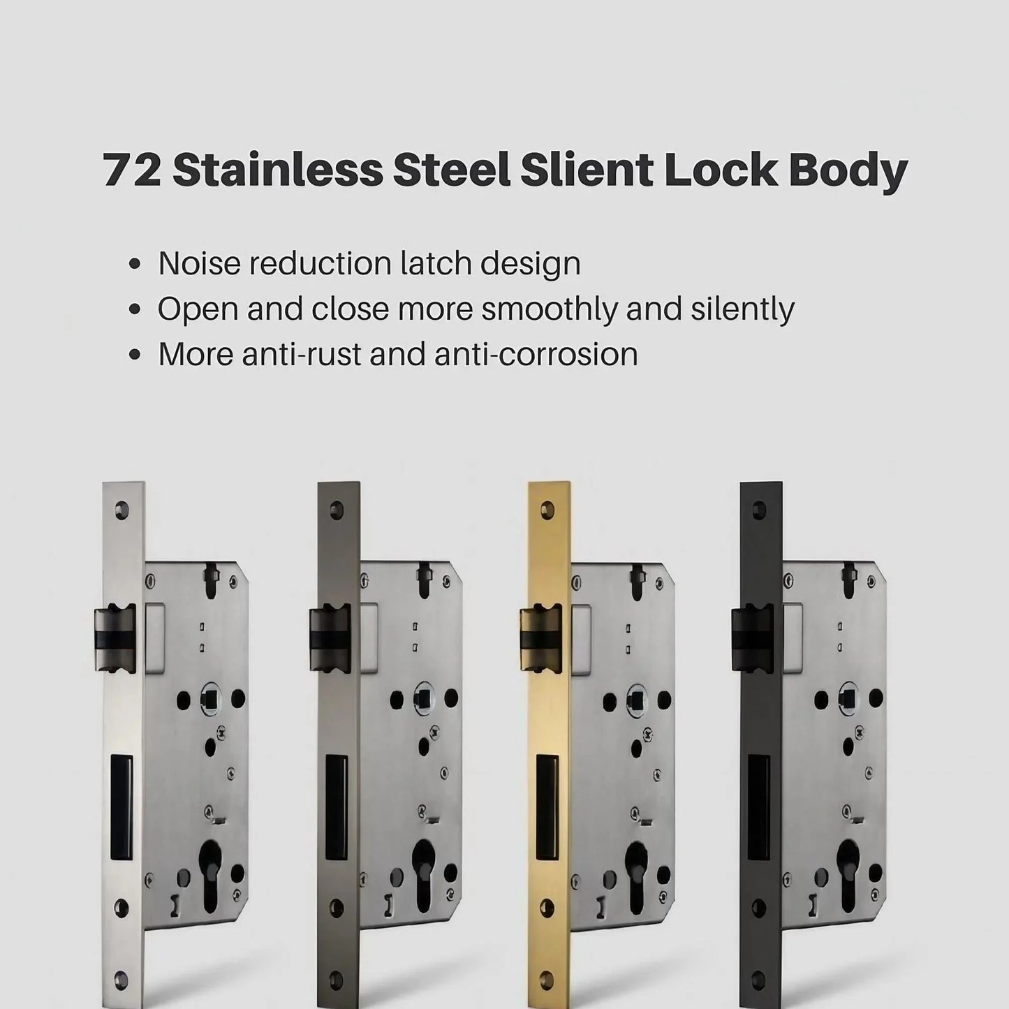 Silent 7255 lock body for modern bedroom door handles